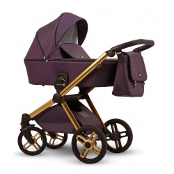 Złoto-fioletowy wózek dziecięcy wielofunkcyjny Emotion XT w wersji eco Lonex zestaw 3w1