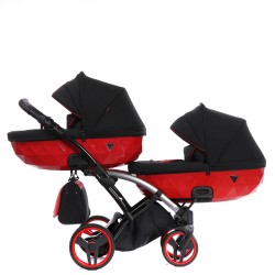 JUNAMA DIAMOND S LINE DUO SLIM wózek bliźniaczy 3w1 czerwony
