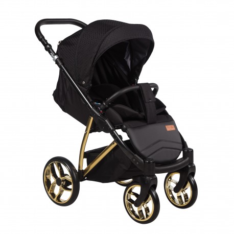 Baby Merc GTX wózek spacerowy czarno złoty stelaż modny spacerówka lekka