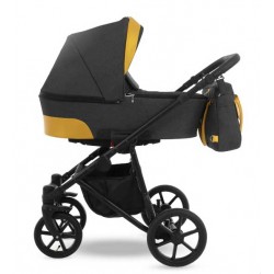 Wózek dziecięcy wielofunkcyjny Ollio Camarelo 3w1 czarny z żółtym