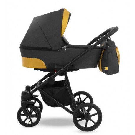 Wózek dziecięcy wielofunkcyjny Ollio Camarelo 3w1 czarny z żółtym