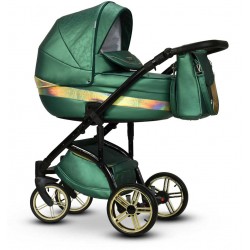 Wózek dziecięcy butelkowa zieleń elegancja styl  wielofunkcyjny Malachit Wiejar 3w1