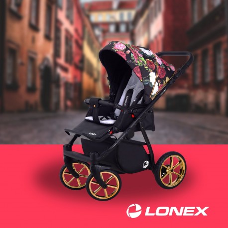  Lonex Sport turkusowy najlepszy wózek spacerowy dla dziecka lekki duże koła Wózek spacerowy