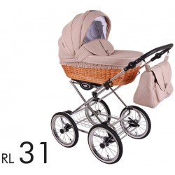Wózek dzieciecy Retro Len Lonex 3w1  fotelik+ folia przeciwdeszczowa+ moskitiera+ uchwyta na kubek