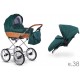 ❤️ Lonex Retro Len wózek dziecięcy zielony butelkowa zieleń duże koła gondola wiklina retro kinderwagen