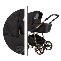 Ekskluzywny wózek dziecięcy La Noche Limited Edition Baby Merc 2w1 czarny złoty stelaż
