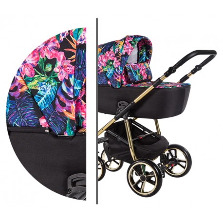 Ekskluzywny wózek dziecięcy La Noche Limited Edition Baby Merc 2w1 kwiatowy czarny