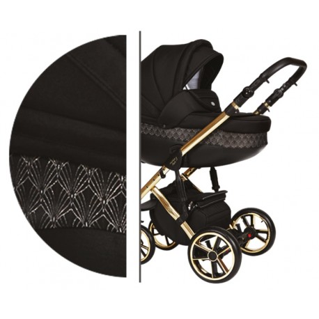 Wózek dziecięcy Faster 3 Style Limited Edition Baby Merc wielofunkcyjny czarno złoty 3w1