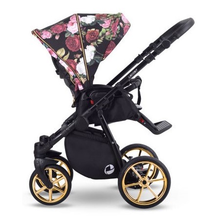 ❤️ Lonex Sport Rose najlepszy wózek spacerowy dla dziewczynki lekki składany czarny róże kwiaty