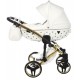 Wózek JUNAMA EXCLUSIVE dziecięcy wielofunkcyjny 2w1 biały wózek stelaż miedziany premium eko skóra