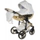 Wózek dziecięcy JUNAMA Heart wielofunkcyjny 4w1 biały wózek na złotym stelażu stylowy eko skóra stroller white wybó