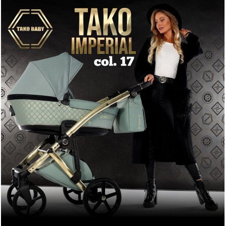 TAKO Imperial New 3w1 ❤️ modny wózek dla dziecka wielofunkcyjny zielony na złotej ramie