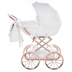 ❤️ Dolce Mini wózek dla lalek TAKO  duże koła white doll pram stroller