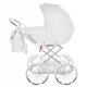 ❤️ wózek dla lalek Junama Dolce Mini 06 biało srebrny na dużych kołach styl retro zabawka 