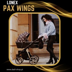 ❤️ Wózek dziecięcy LONEX PAX wings 3w1 z motywem skrzydeł na czarnym tle skrzydła
