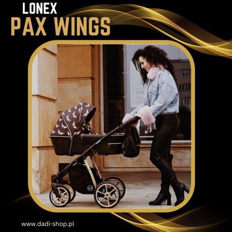 Czarny wózek ze złotymi skrzydłami lonx pax wings 