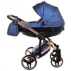 ➡️ JUNAMA FLUO LINE 3w1 nowoczesny wózek dziecięcy  3w1 wielofunkcyjny niebieski