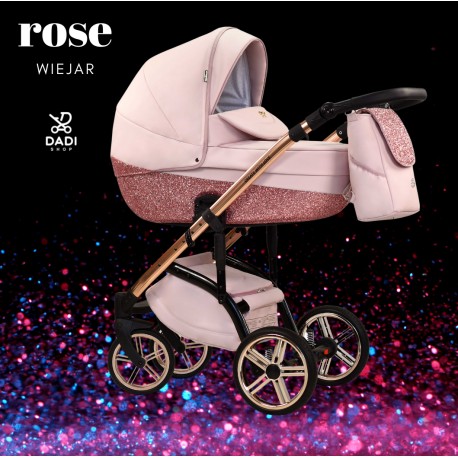 ⭐ elegancki wózek dziecięcy stylowy śliczny wózek wielofunkcyjny Rose Exclusive Wiejar 4w1