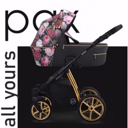 wyjątkowo piękny Wózek dziecięcy wielofunkcyjny LONEX PAX ROSE w kwiaty zestaw 4w1 