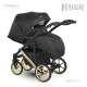 Camarelo Maggio wózek dziecięcy wielofunkcyjny 3w1 czarny wózek ze złotymi kółkami
