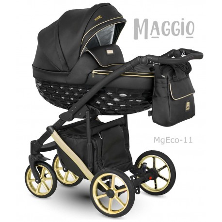 Camarelo Maggio wózek dziecięcy wielofunkcyjny 4w1 + baza isofix baby pram gold black