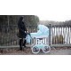 ⭐ błękitny wózek dziecięcy Retro Garden Lonex dla chłopca na dużych kołach gondola torba niebieski