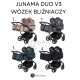 wózek bliźniaczy Junama Duo v3  4w1 czarny wąski wózek 78 cm