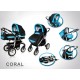 Coral wózek dziecięcy wielofunkcyjny Krasnal 3w1 granatowo-niebieski fotelik