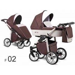 Lonex First wózek dziecięcy 4w1 z bazą samochodową i fotelikiem brązowy