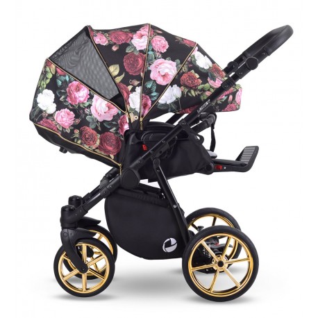 Lonex Sport Rose ❤️ wózek spacerowy czarny w kwiaty spacerówka 