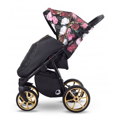  Lonex Sport Rose - wózek spacerowy czarny w kwiaty spacerówka 