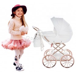 ❤️ Dolce Mini wózek dla lalek TAKO  duże koła white doll pram stroller