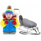 Bianco Kunert ❄️ Sanki dla dziecka dzieci  z oparciem śpiworem pchacz na śnieg kulig śpiworek khaki