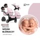 Wózek bliźniaczy 3w1 dla dziewczynek bliźniaczek różowy - 15 baby pink eco 