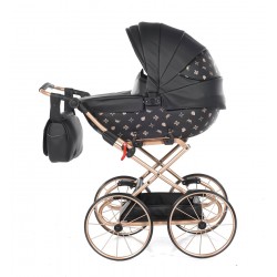 Czarny Wózek dla Lalek Imperial Mini Classic od Junama , TAKO – Elegancja w Stylu Retro. Black Baby doll pram 