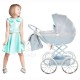 Wózek dla lalek głęboki - JUNAMA Dolce Mini 02- błękitny niebieski - blue toy pram 