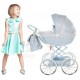 Wózek dla lalek głęboki - JUNAMA Dolce Mini 02- błękitny niebieski - blue toy pram 