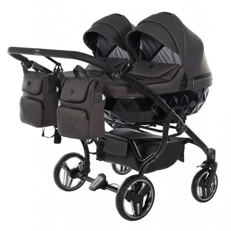Wózek Bliźniaczy 4w1 Junama Basic Duo Diamond 03 Szary