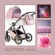 Wózek 3w1 dla dziewczynki Natoni Vespa Blossom Bubblegum Różowe Kwiaty 