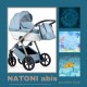 Wózek 3w1 dla chłopca  Natoni Abis Błękit z białym,  light blue pram