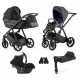 Czarny Wózek 4w1 z bazą isofix Natoni Abis Pitch Black