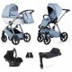 Wózek 4w1 z bazą isofix Natoni Abis Powder Blue Błękitny- blue pram travel system