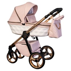 Elegancki Wózek 3w1 Adbor Loretto Pudrowy Róż Rose gold
