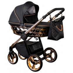 Wózek 2w1 Adbor Loretto Stars Czarny Rose Gold 05 LUX