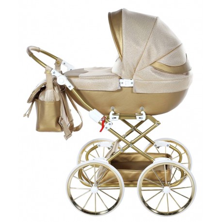 ⭐ wózek dla lalek dolce mini złoty głęboki piękny zabawka prezent toy pram 