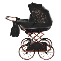 Czarny Wózek dla Lalek -  Junama Heart Mini 02 - Retro Black Doll Pram