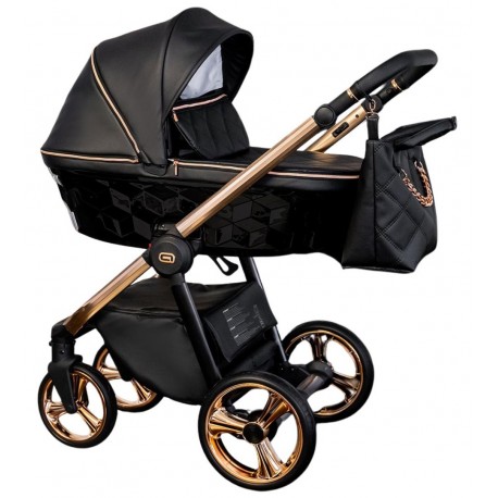 Zdjęcia produktu – Adbor wózek 4w1 Loretto czarny 05 z gondolą, spacerówką i fotelikiem Cosmo