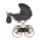 Czarny Wózek dla Lalek TAKO Imperial Mini Classic 04 -  Stylu Retro. Black Baby doll pram 