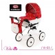 Adbor wózka dla lalek Viki - 02 czerwono biały -  doll pram red 