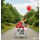 wózka dla lalek Adbor VIKI 06 – czerwono-biały wzór gwiazdek - red foll pram 